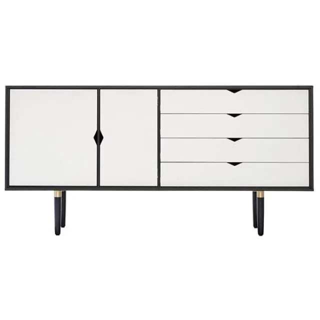 Andersen Furniture S6 skænk - Sort - Hvide fronter