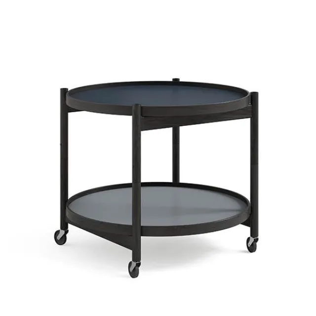 Brdr. Krüger Bølling bakkebord 60 cm. - Sortlakeret eg - Bakke 1: Water / Bakke 2: Water