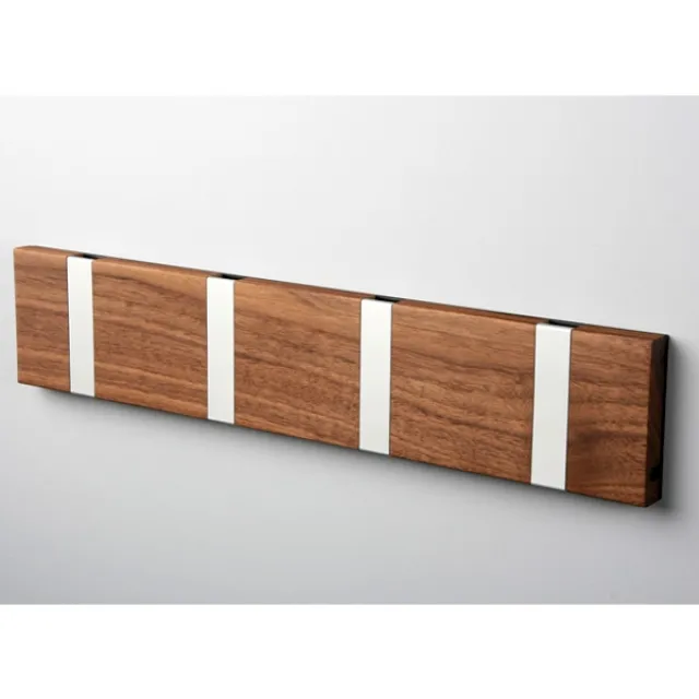 Knax vandret knagerække - 4 knager - Olieret teak - Messing knager