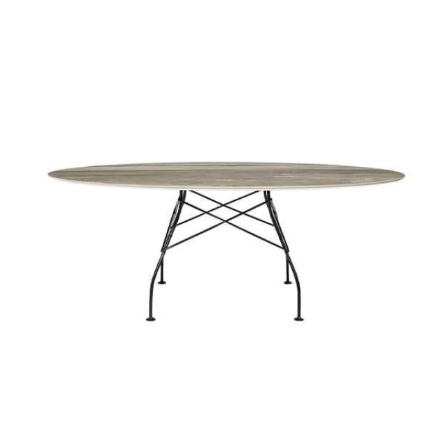 Kartell Glossy spisebord - 192x118 cm. - Tropical Grey - sort stel