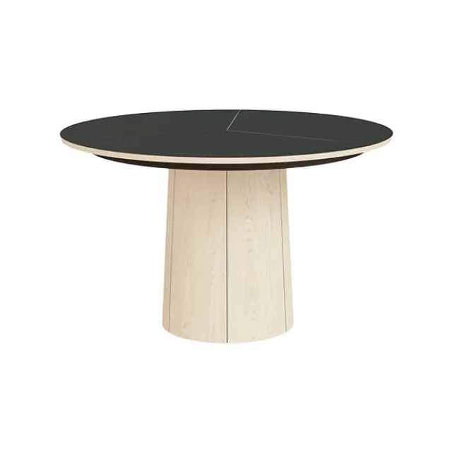 Skovby SM33 rundt spisebord - hvidolieret eg - sort laminat