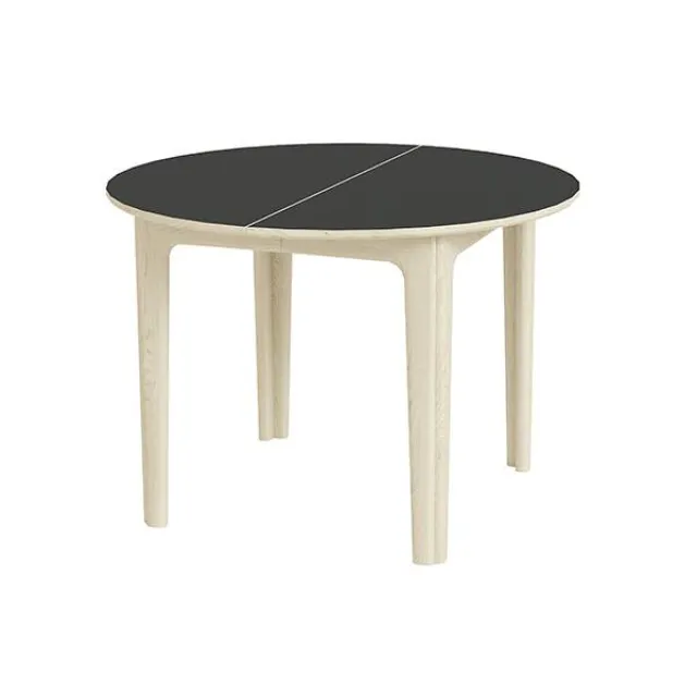 Skovby SM111 rundt spisebord - Eg hvidolie / sort nanolaminatplade