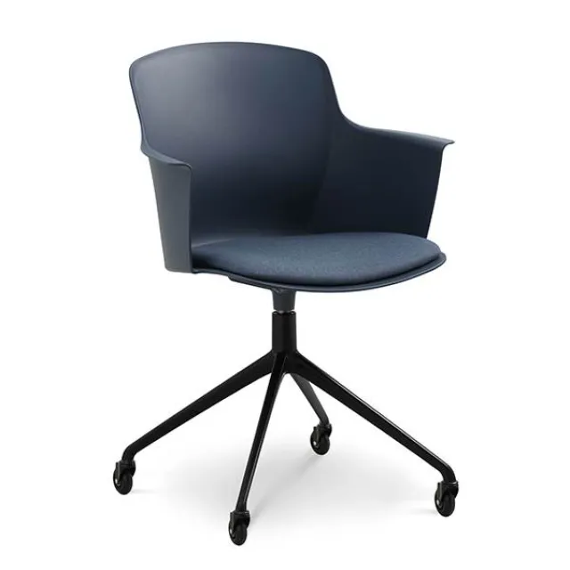 Erling Christensen Møbler Mia dining chair m/armlæn + pude - Denim - Hjul