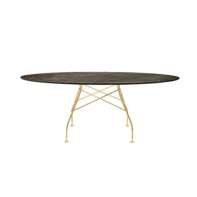 Kartell Glossy spisebord - 192x118 cm. - Aged Bronze - guld stel