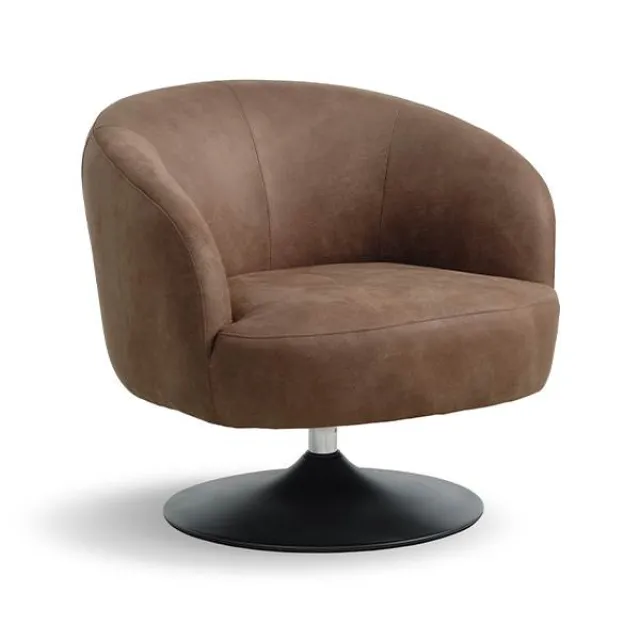 Erling Christensen Møbler Conrad lounge chair - Almond - Læder - Metal trumpetfod/sort