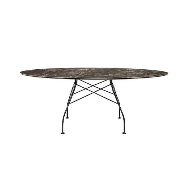 Kartell Glossy spisebord - 192x118 cm. - Brown Emperador - sort stel
