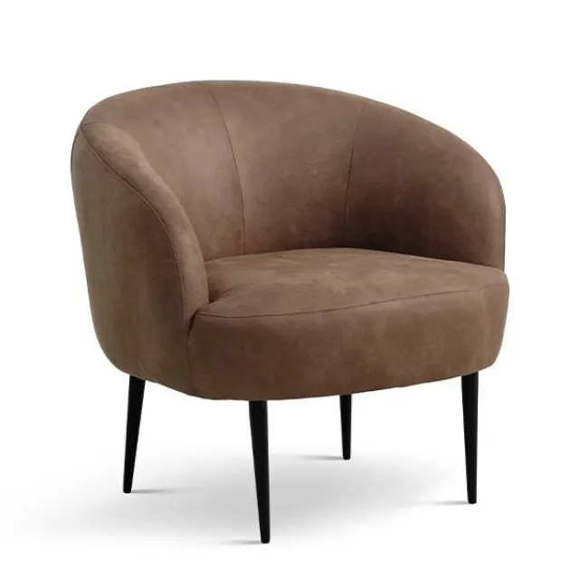 Erling Christensen Møbler Conrad lounge chair - Almond - Læder - Sort metal