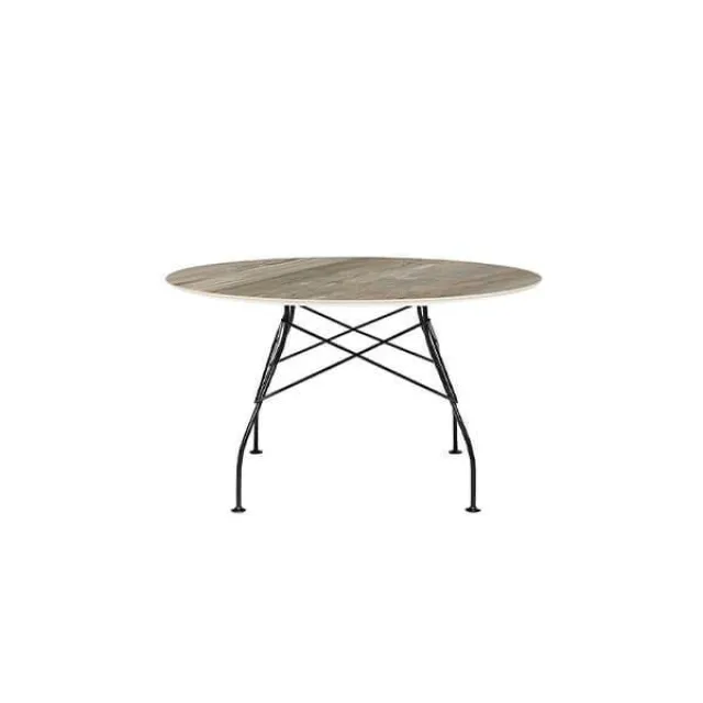 Kartell Glossy spisebord - Ø128 cm. - Tropical Grey - sort stel