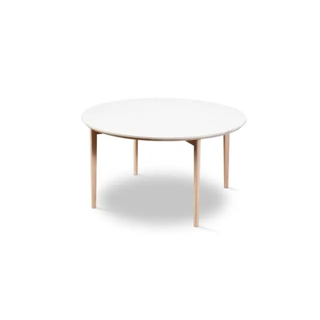 Skovby SM243 / SM265 sofabord - Ø 99 cm - Bordplade: Hvid laminat med hvidolieret kant