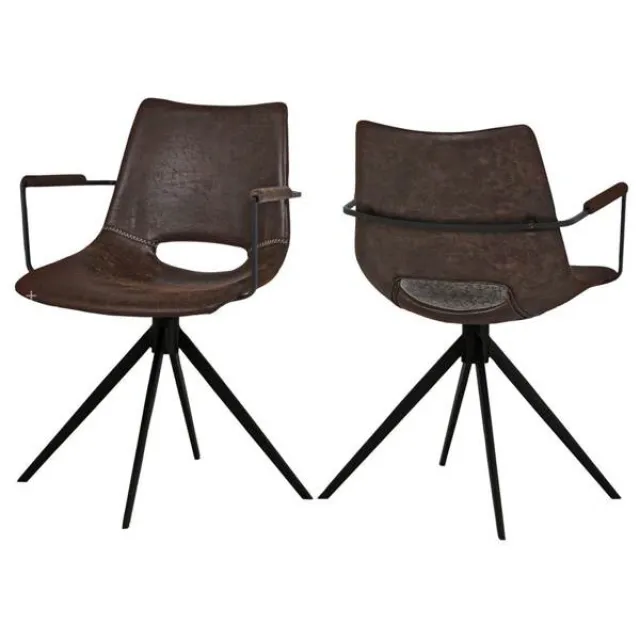 Erling Christensen Møbler Cayman spisebordsstol med drejefunktion og armlæn - Topper Dark Brown