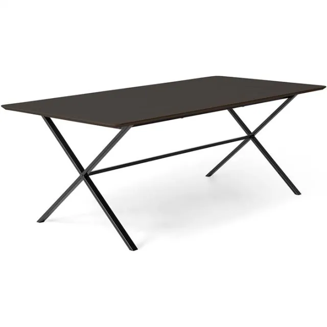 Meza by Hammel spisebord - Rounded - 165 x 90 cm. - Sort Antifinger laminat - Cross stel - Inkl. 2 tillægsplader