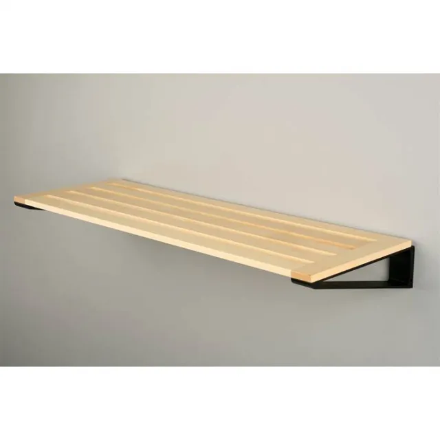 Knax hylde 4 skohylde - 40 cm - Lakeret ahorn - Sorte hyldebærere
