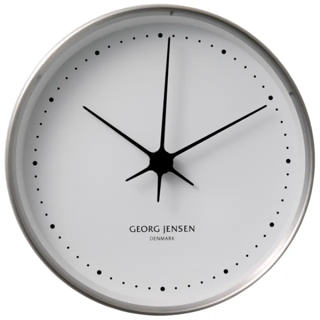 Georg Jensen Henning Koppel vægur, ø 30 cm. - Rustfrit stål/hvid skive